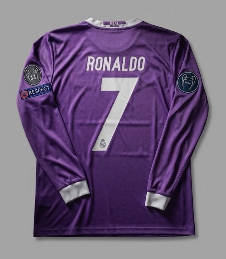Madrid 16-17 Purple Long Sleeve Ronaldo #7 Champions Final Jersey