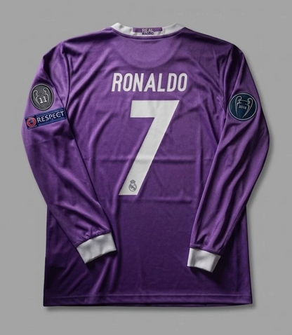 Madrid 16-17 Purple Long Sleeve Ronaldo #7 Champions Final Jersey